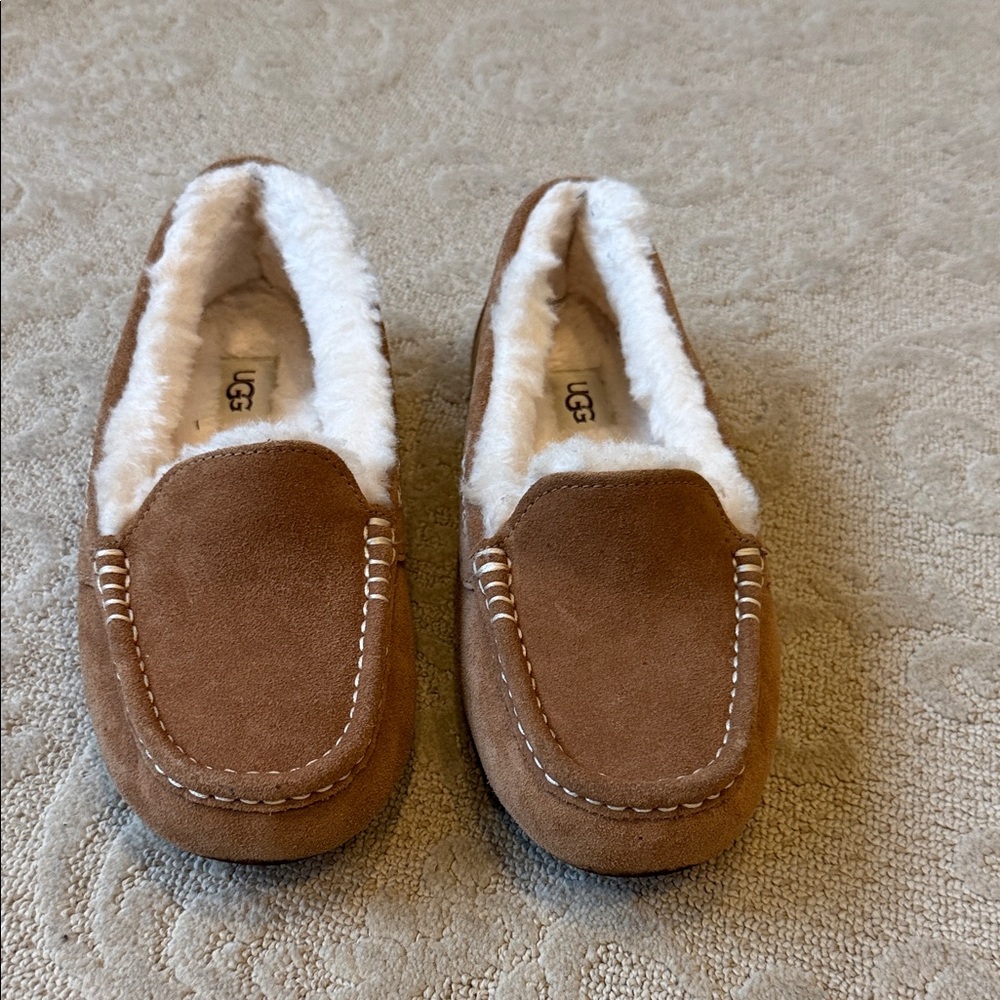 UGG Brown Suede Ansley Moccasin Slippers